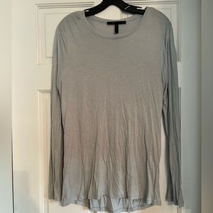 BCBG light blue long sleeve drape shirt.